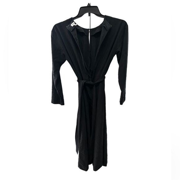 NWOT Prologue Elegant Black Microsuede Black Twist Tie Midi Dress - Picture 3 of 3